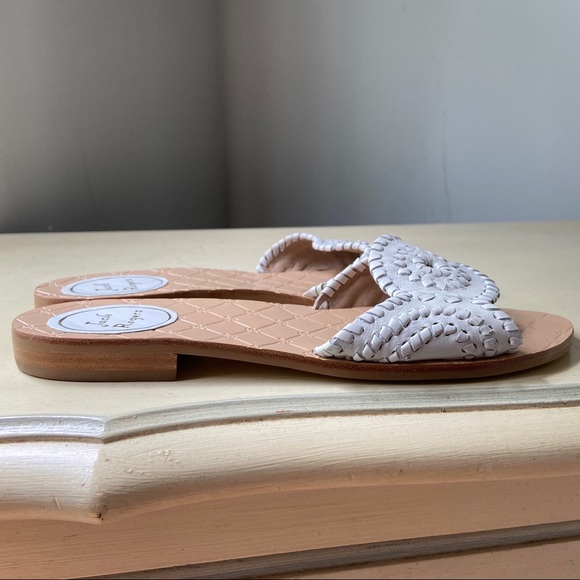 Jack Rogers White Leather Slide Sandals 7 - Picture 3 of 7